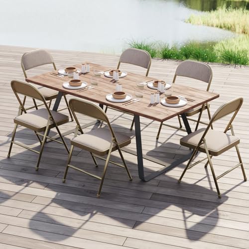 Nazhura 4 Pack Folding Chairs, Fabric Dining Chair Set with Padded Cushion and Back, Indoor Outdoo Seat for Home Office Ev...