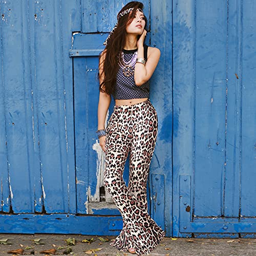 SATINIOR 60s 70s Women Hippie Costume Outfits Set Disco Retro Flared Bell Bottom Pants for Halloween Cosplay Party(Medium)