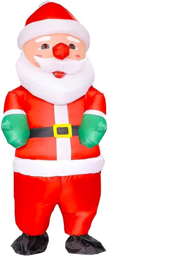 MXoSUM Inflatable Christmas Elf Snowman Costume for Adult Funny Blow up Santa Claus Gingerbread Man Costume