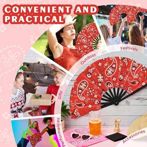 GlikCeil 1 Pcs 13 inch Folding Hand Fan Patterned Folding Fans Foldable Party Favors for Music Festivals, Club Events, Dan...