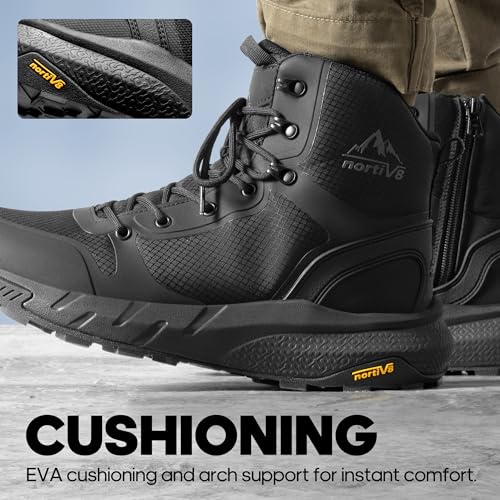 NORTIV 8 Men's Military Tactical Boot Lightweight Comfortable Boots for Work All Day Side Zipper Motorcycle Combat Hiking ...