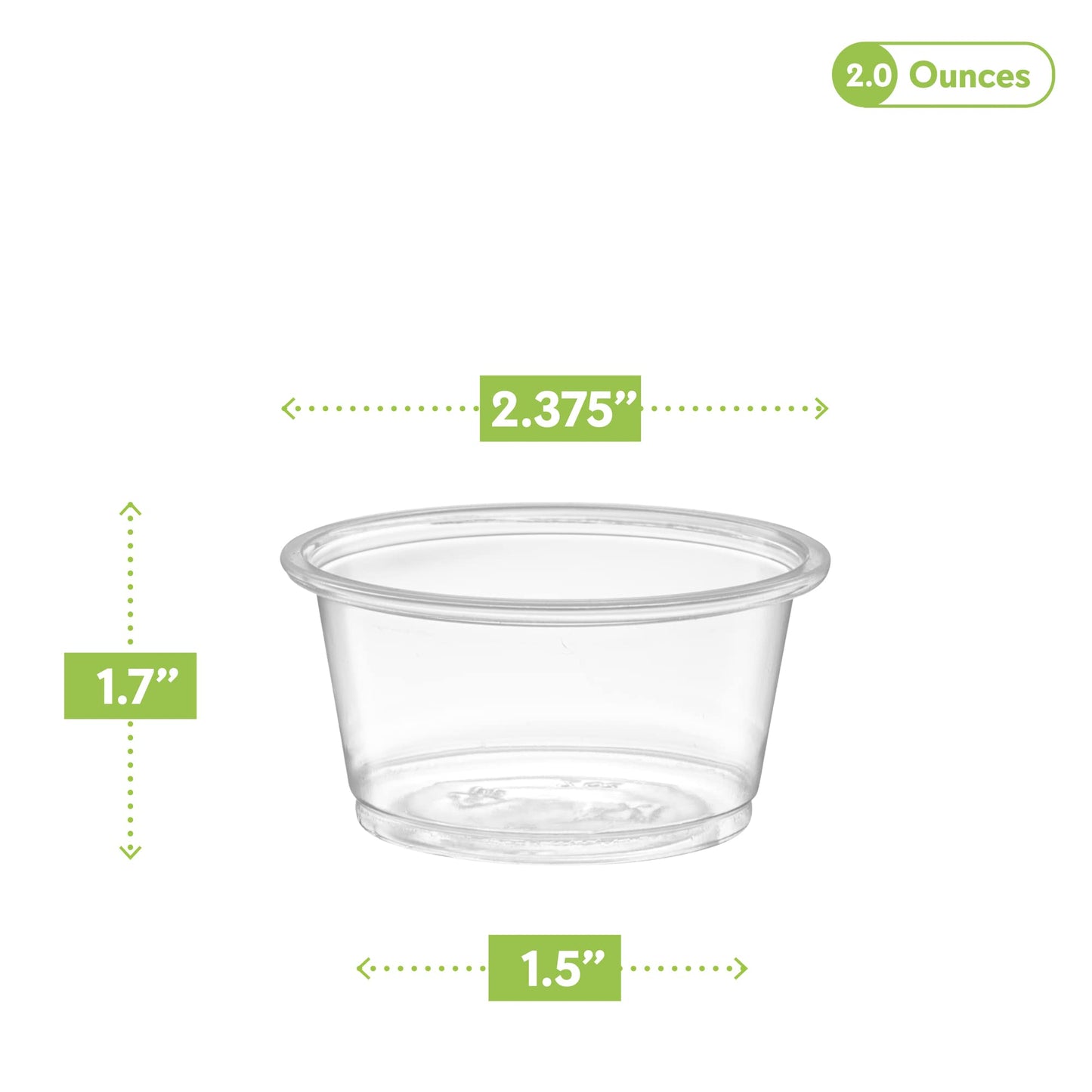ELEGANT DISPOSABLES [2 oz - 200 Cups Clear] Diposable Plastic Portion Cups No Lids, Small Mini Containers For Portion Controll, Jello Shots, Meal Prep, Sauce Cups, Condiments, Medicine,