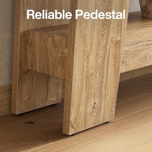 LITTLE TREE 70.9 Inches Extra Long Console Table, 2-Tier All-Wooden Rectangular Sofa Table for Behind Couch, Farmhouse Entryway Table for Hallway, Living Room, Natural Finish with Trapezoidal Design