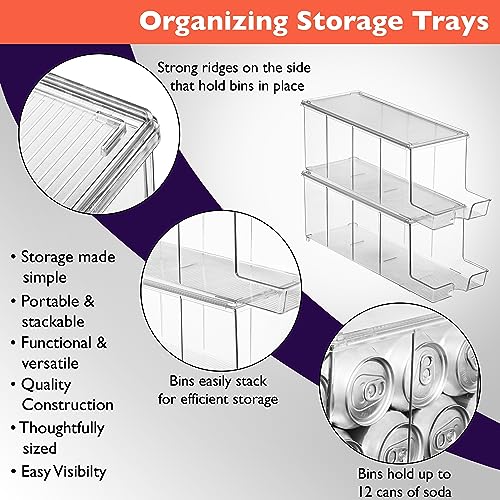 ClearSpace Soda Can Organizer & Soda Can Dispenser for Refrigerator - Fridge Organizer & Stackable Drink Organizer for Fri...