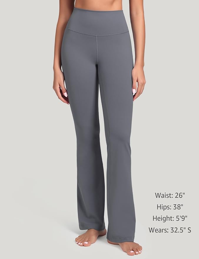 HeyNuts Harmony Flare Leggings 29"/30.5"/32.5"/34.5", High Waisted Tummy Control Wide Leg Bootcut Yoga Pants Lounge Soft