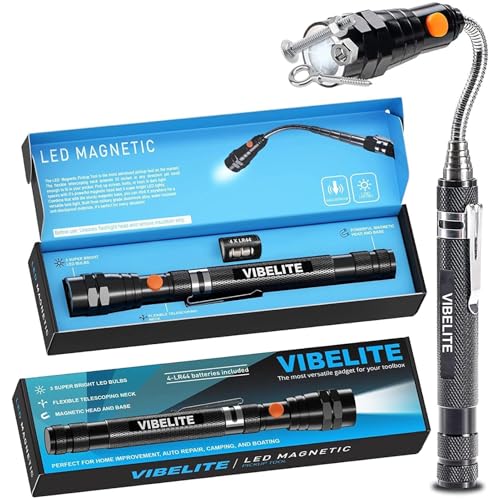 VIBELITE Extendable Magnetic Flashlight with Telescoping Magnet Pickup Tool- Cool Gadget Valentines Day Gifts for Him, Me...