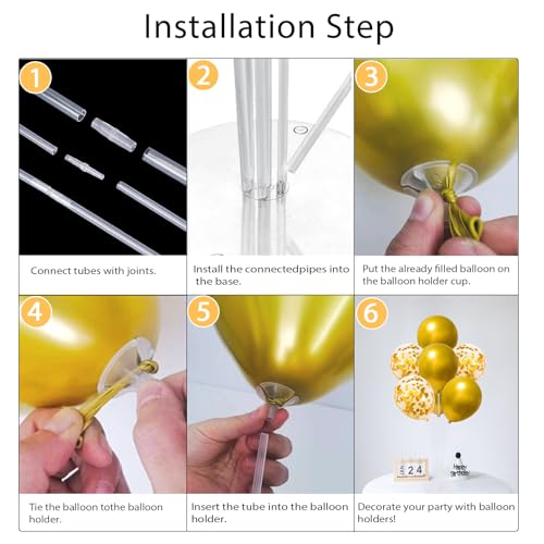 6 Set Balloon Stand Kit for Table Centerpieces With Balloon and Base Party Decorations for Birthday Wedding Retirement Gra...