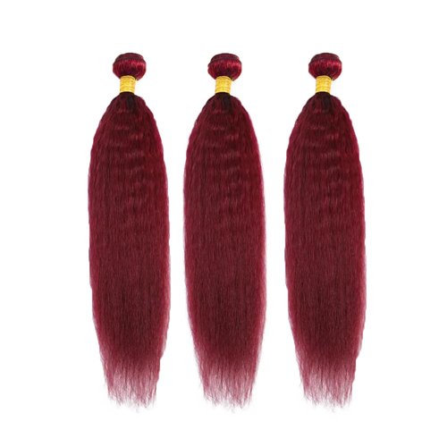 Red Human Hair Bundles 99J Kinky Straight Bundles 20 22 24 inch Burgundy Bundle Human Hair 99j Bundle