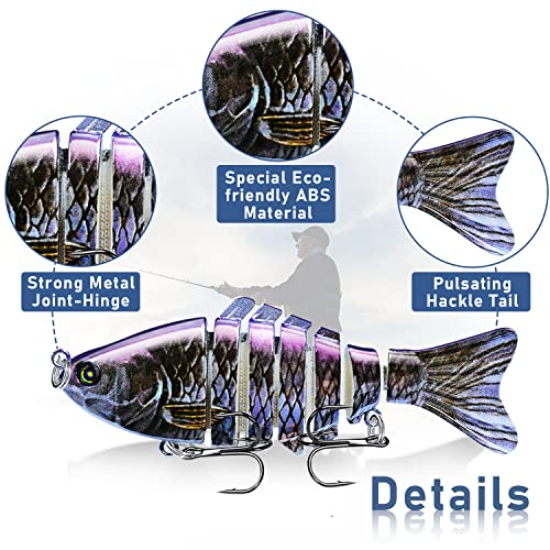 Fishing Lures Multi Jointed Fish Fishing Kits Slow Sinking Lifelike Swimbait Freshwater and Saltwater Crankbaits for Bass ...