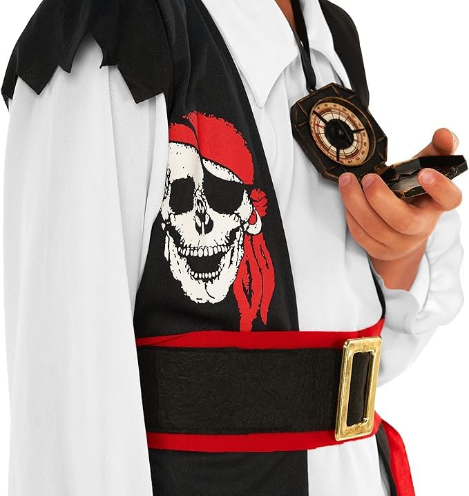 Morph Kids Pirate Costume - Boys Pirate Outfit for Halloween Dress Up, Adventure Play, and Costume Parties, 10-12 Years