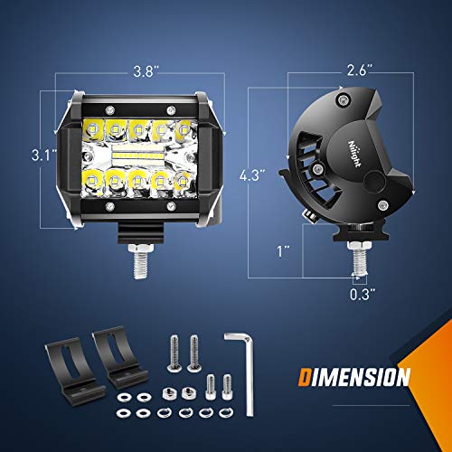 Nilight LED Light Bar 2PCS 60W 4 Inch Flood Spot Combo LED Work Light Pods Triple Row Work Driving Lamp with 12 ft Wiring ...