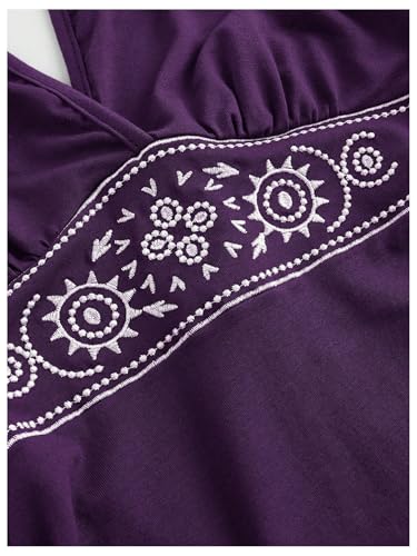 SOLY HUX Women's Summer Halter Backless Mini Dress Flowy Sleeveless V Neck Tie Back A Line Western Casual Sun Dresses