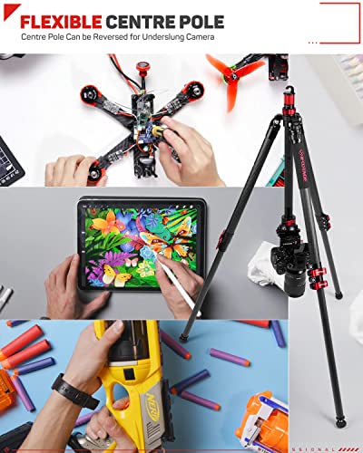 IFOOTAGE Bundle – 65" Carbon Fiber Video Tripod with Centre Pole and 85" Carbon Fiber Mini Jib Crane M1 III, Professional ...