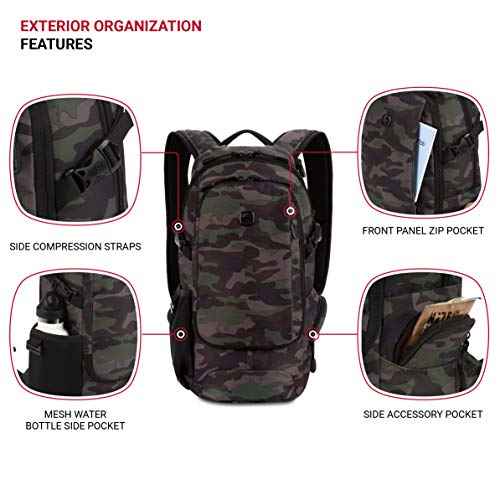 SwissGear 3598 Backpack Narrow Daypack, Camo/Green, 18-Inch