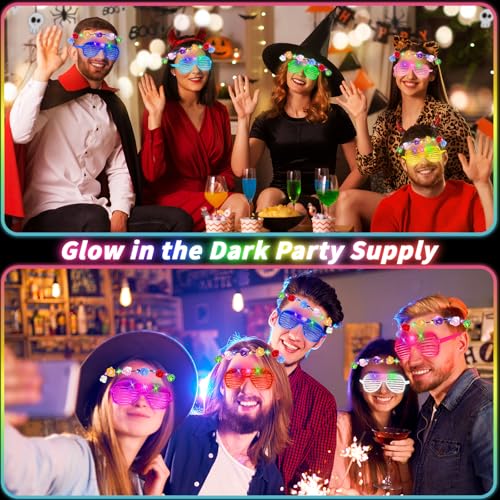 80 Pcs Glow in the Dark Party Supplies Light Up Party Favors 40 LED Light Up Glasses 40 LED Flower Crown Headband Glowing ...