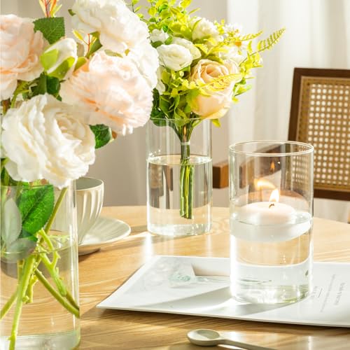 DYMFADFB 12pcs Glass Cylinder Vases for Centerpieces - 6 Inch Tall Flower Vase for Wedding Decorations, Clear Glass Flower...