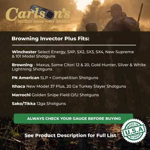 Carlsons Choke Tubes 12 Gauge for Browning Invector Plus | Titanium-Coated Steel | Black Cloud Waterfowl Choke Tube | Made in USA