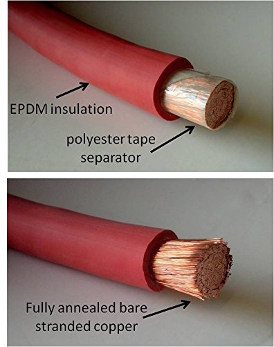 4/0 Awg Gauge Red + Black Pure Copper Battery Inverter Cables Solar, Rv, Car, Boat 5 Feet 5/16 In Lugs