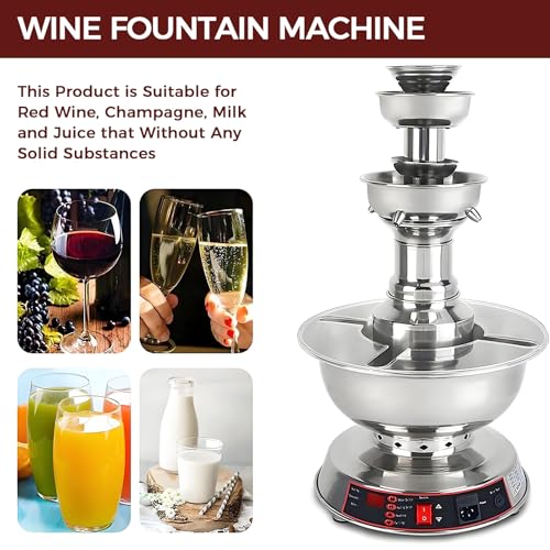 BANGBANGJI 3-Tier Wine Fountain Machine, 3.5L Wine Dispenser, Stainless Steel Beverage Fountain, 0-100℃ Temperature Adjust...