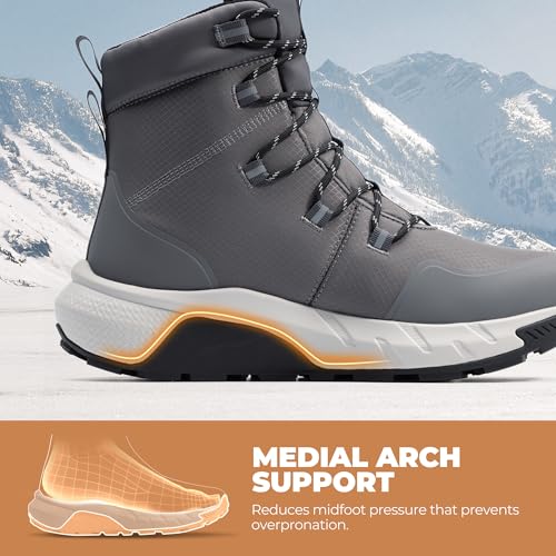 NORTIV 8 Men's Wide Winter Boots Grip on Snow Ice Insulated Waterproof Lightweight Comfortable Hiking Outdoor Boots