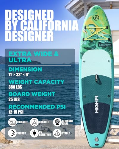 Highpi Inflatable Stand Up Paddle Boards, Ultra-Light SUP for All Skill Levels, w/Accessories Backpack, Anti-Slip Deck, Le...