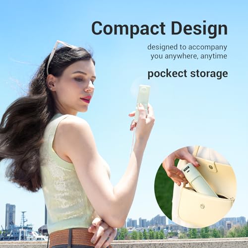 SodaRide Airluxe Mini 3-in-1 Portable Fan Rechargeable- Handheld Fan with 35-Hour Battery Life, Fast Charging Power Bank&F...