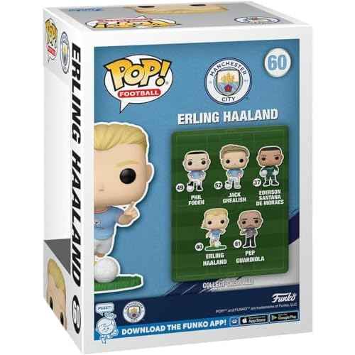 POP Football: Manchester City - Erling Haaland Funko Vinyl Figure (Bundled with Compatible Box Protector Case), Multicolor, 3.75 inches