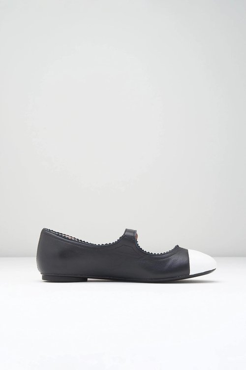 Bloch Women's Cassiopeia Leather Fashion Ballerina Shoe, Black/White, EU 38 (US Women's 8) Medium