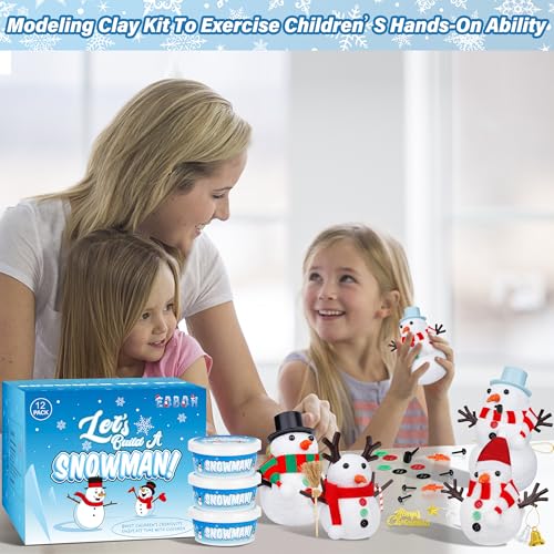 12 Pack Christmas Craft, DIY Snowman Kit for Kids, Build a Snowman Kit Indoor Decorations, Creative Kids Air Dry Modeling ...