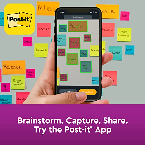Post-it Super Sticky Notes, Assorted Bright Colors, 3x3 in, 15 Pads/Pack, 45 Sheets/Pad, 2X The Sticking Power, Recyclabl...