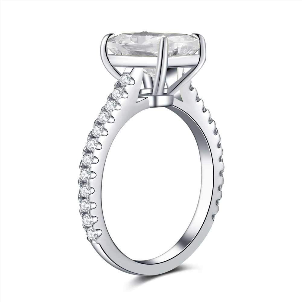 Bo.Dream Cushion Cut 3ct Cubic Zirconia CZ Engagement Rings Women Platinum Plated Sterling Silver (4)