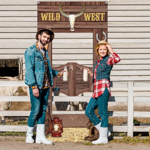 Wild West Party Decorations West Cowboy Photo Booth Prop Western Door Rodeo Banner Large Fabric Cowboy Backdrop Background...