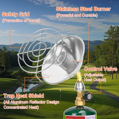 Propane Golf Cart Heater, Outdoor Propane Heater, Golf Cart Accessories, Portable Heaters for Golf Carts with Cup Holder F...