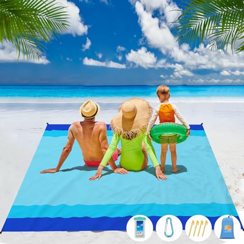 Aroveea Beach Blanket Waterproof Sandproof 1-7 Adult Oversized 78 '' × 81 '' Lightweight Durable Compact Sand Free Beach M...