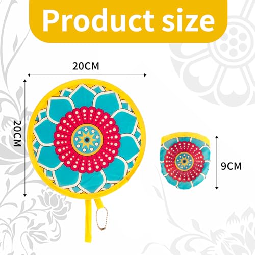 JYSILIYH 12pcs Mandala Round Foldable Hand Fan Japanese Foldable Fan Style Handheld Compact Cooling Fans,Round Folding Fan...