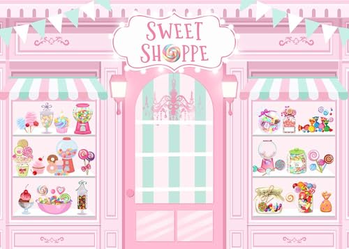Mocsicka Sweet Shoppe Backdrop 7x5ft Dessert Parlor for Girl Birthday Party Background Decorations Donut Ice Cream Cake Ta...