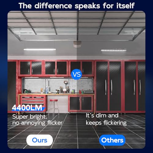hykolity 4 Pack Linkable LED Shop Light, 4FT 42W [250W Equivalent], 4400lm, 5000K Daylight, with Plug, Utility Light Fixtu...