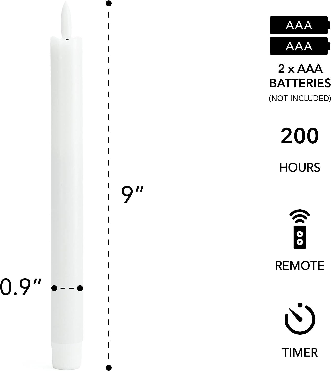 Arora Remote Control Flameless Taper Candles, S/6 3D Flickering Battery Operated LED Window Candles Encased with Real Wax to Light Up Your Home