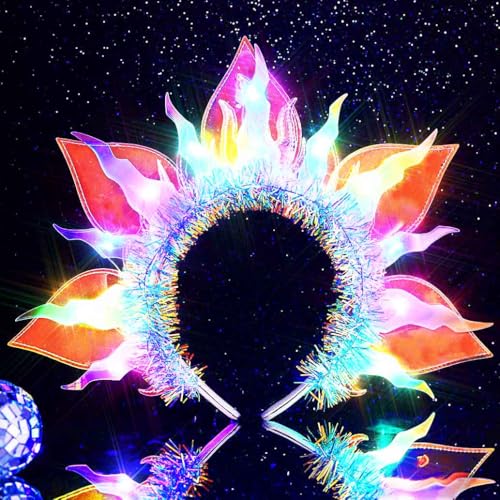 GENBREE Light Up Mermaid Costume Headband Glowing Headpiece Ocean Hair Accessories for Women
