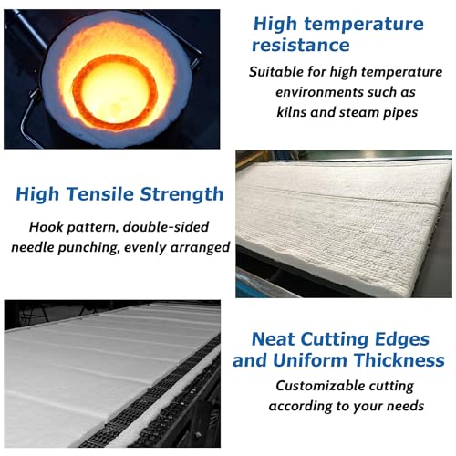 Nelyrho 24"x16"x1" Ceramic Fiber Insulation Blanket, Fireproof & Heat Resistant Up to 2700°F, Ideal for Wood Stove Baffle,...