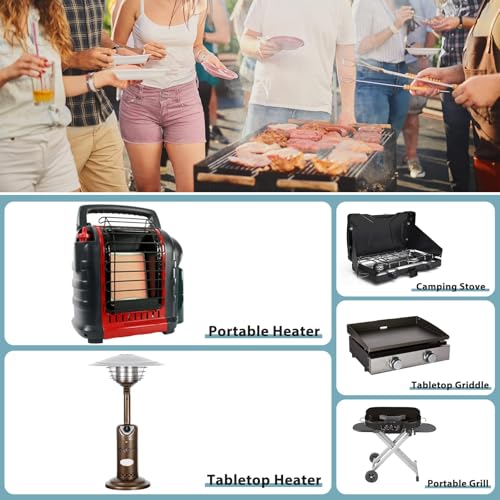SHINESTAR Propane Adapter Hose, 12FT Propane Hose for Buddy Heaters, Blackstone Tabletop Griddle, Portable Propane Camping...