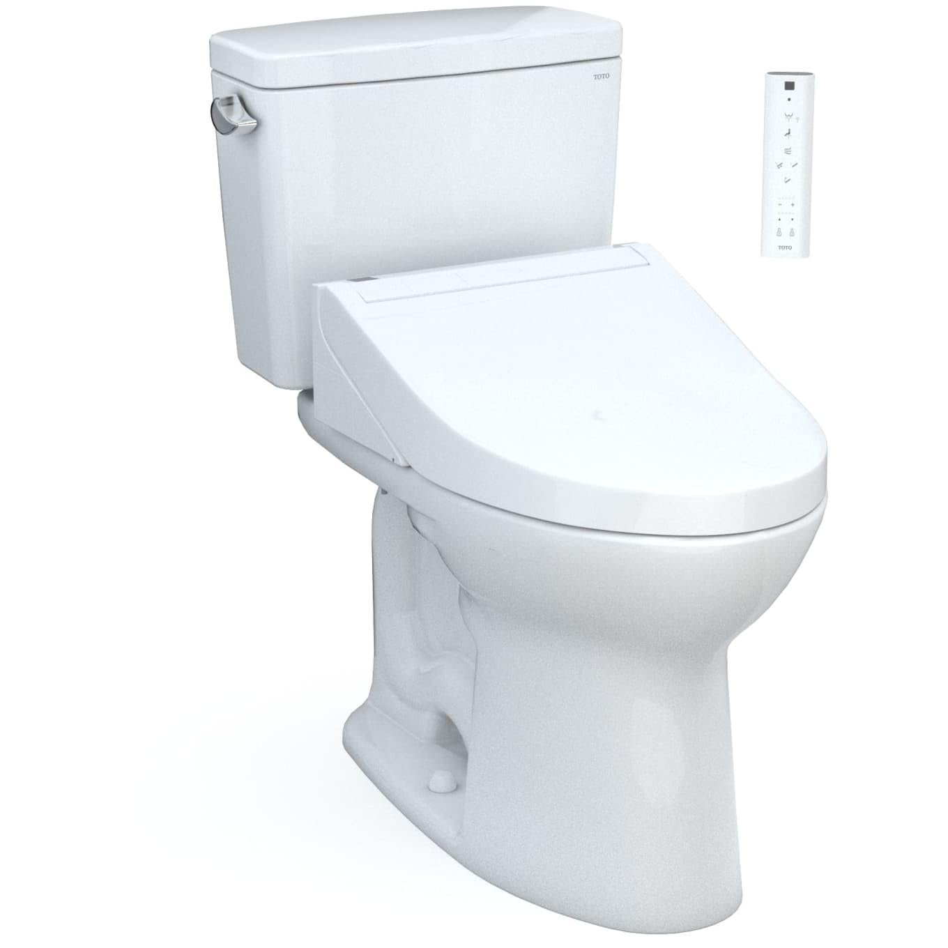 TOTO Drake WASHLET+ Two-Piece Elongated 1.6 GPF Universal Height TORNADO FLUSH Toilet with C5 Bidet Seat, 10 Inch Rough-In, Cotton White - MW7763084CSFG.10#01