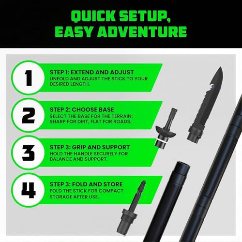Sakertool 8 in 1 Collapsible Tactical Hiking Trekking Pole, Tactical Walking Stick, Survival Hiking Staff & Trekking Pole,...