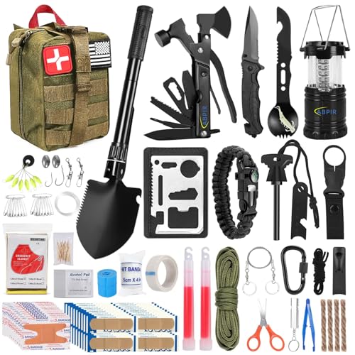 ABPIR Survival Kits, 170 PCS First Aid Kit/Trauma Kit with Essential Survival Gear Emergency Medical Supplies for Hiking C...