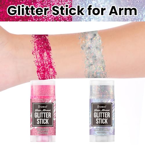 Brzeaf Waterproof Mermaid Glitter Stick, Shimmery& Long Lasting, Fairy Costume Body Face Glitter, Singer Concert Music Rav...