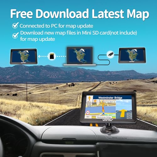 URFRU 7-Inch GPS Navigator for Car Truck RV Pickup, 2025 Offline Map with Free Updates Lifetime, Big HD Touchscreen, Satal...