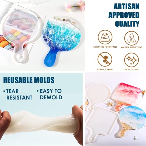 Teexpert Epoxy Resin Kit for Beginners, Resin Kit with Coaster Molds, Silicone Molds Kit, Pigments, Crystal Clear Art Resi...