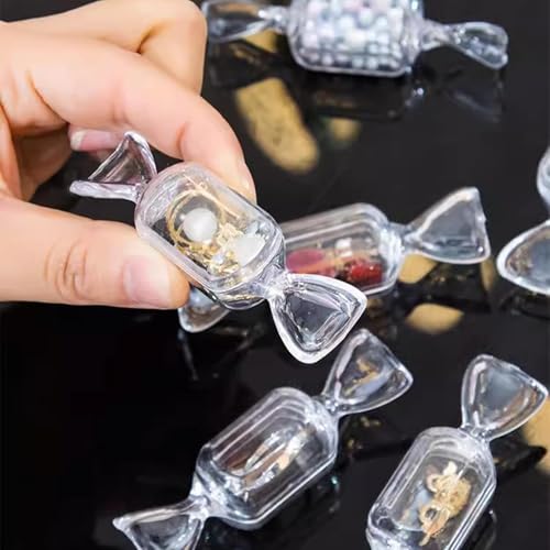 20PCS Cute Candy Shaped Jewelry Box Mini Plastic Jewelry Organizer Clear Beads Storage Containers for Christmas Wedding Pa...