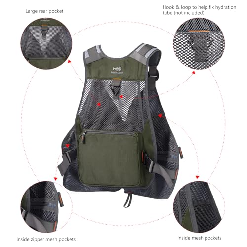 BASSDASH Strap Fishing Vest Adjustable for Men and Women, for Fly Bass Fishing and Outdoor Activities