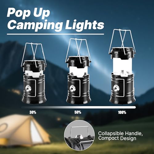 Lichamp Collapsible Portable Solar Camping Lantern, USB Rechargeable LED Flashlight - Survival Kits for Power Outages Hurr...